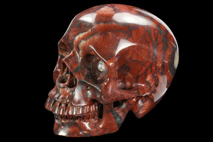 Realistic, Polished Red Picture Jasper Skull #127604
